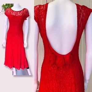 Vintage ALGO red lace dress open back Valentine’s Day size M
